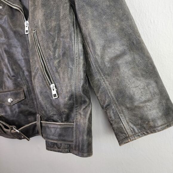 NEW Madewell Distressed Leather Oversized Motorcycle Jacket - Picture 7 of 15